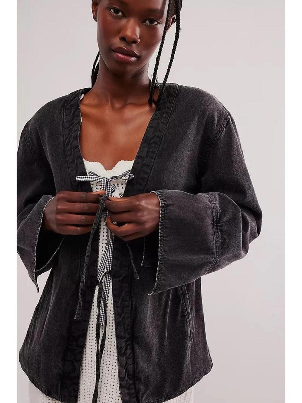 Tie-Front Denim Jacket